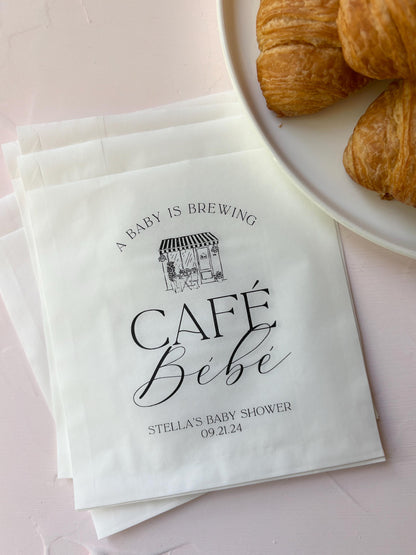 25 Pack, Café Bébé Baby Shower, Personalized Bakery Bags